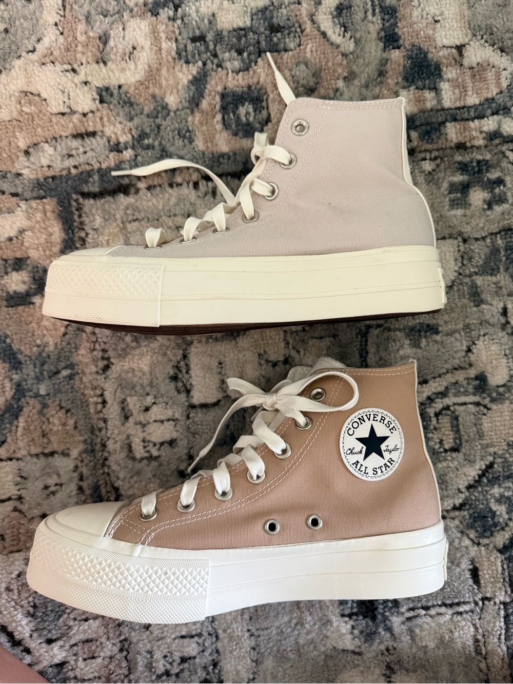 Converse High Top Sneakers in Cream and Light Pink - Picture 4 of 7